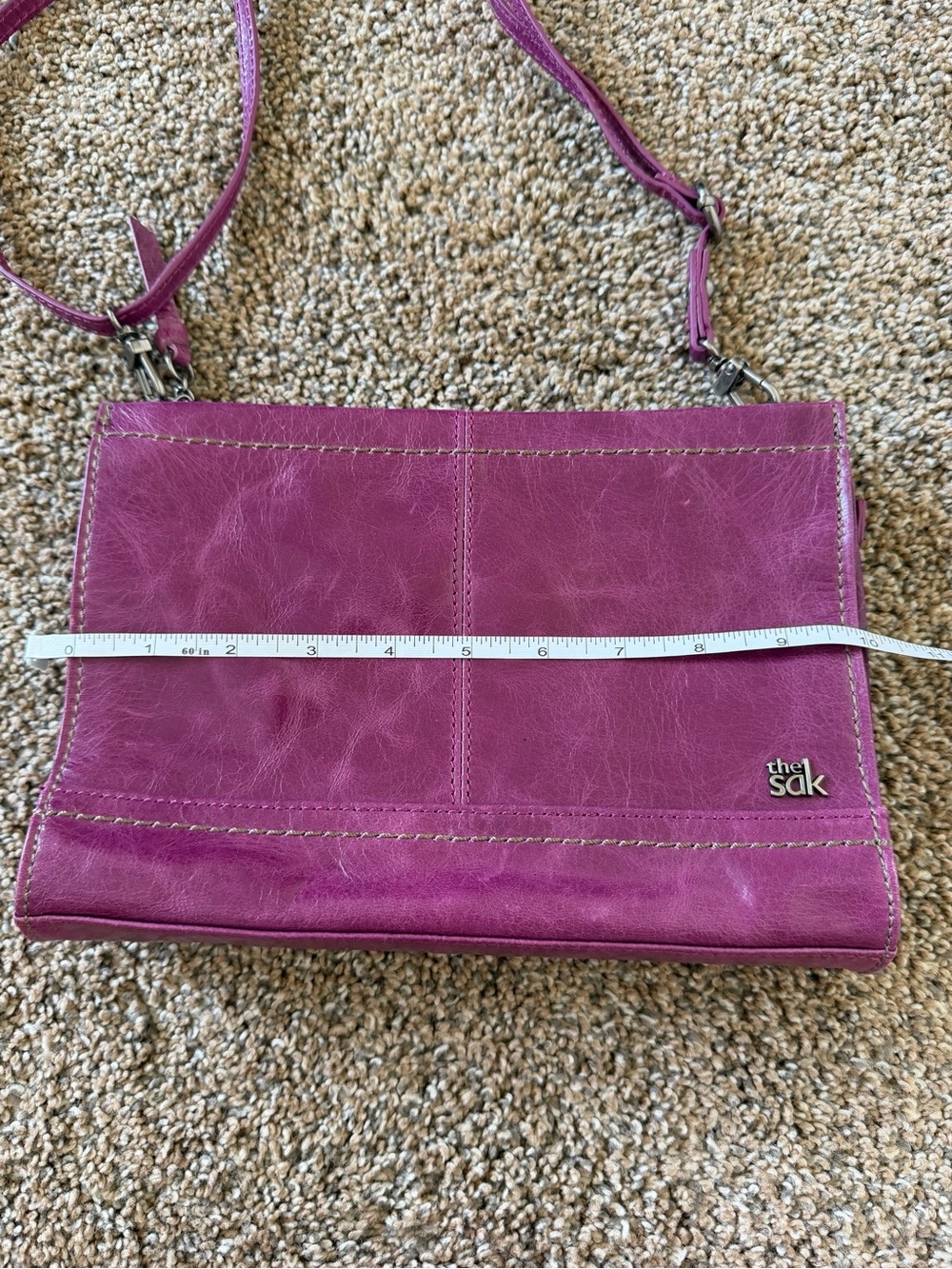 THE SAK Purple Berry Leather Crossbody Envelope Purse Bag - Picture 10 of 11
